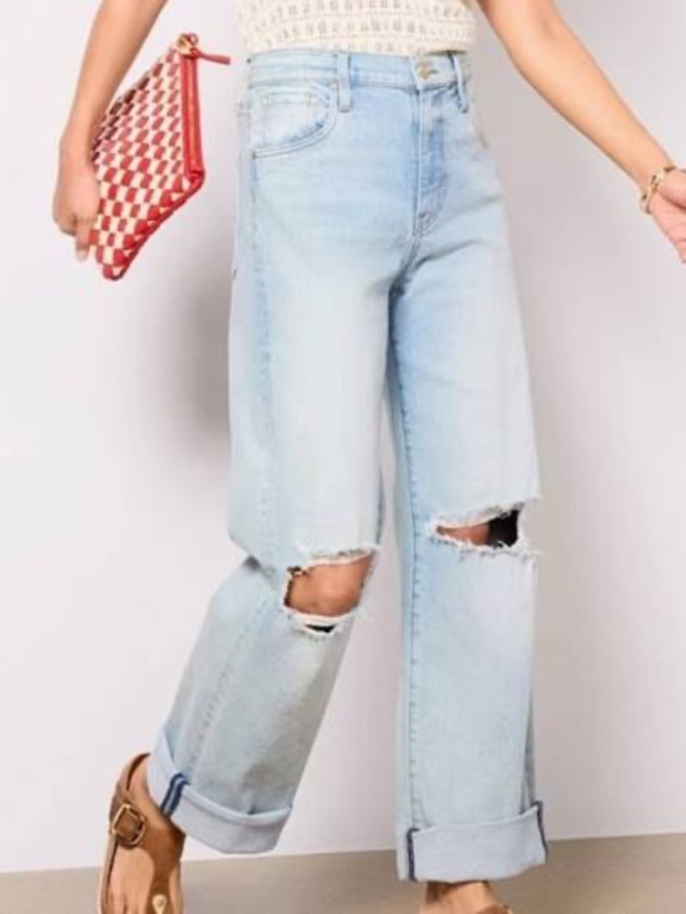 Kut from the Kloth Gwen Wide Leg Jeans with distressing